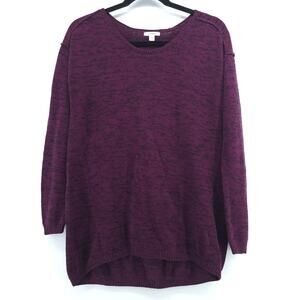 Caslon XS Cozy Reverse Seam Hi-Lo Dark Acadamia Marled Purple Minimalist Sweater